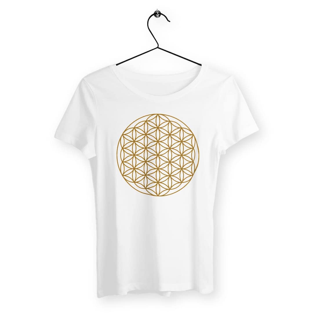 T-shirt Femme en Coton écologique - Fleur de Vie 2 T-shirt Femme en Coton écologique - Fleur de Vie blanc