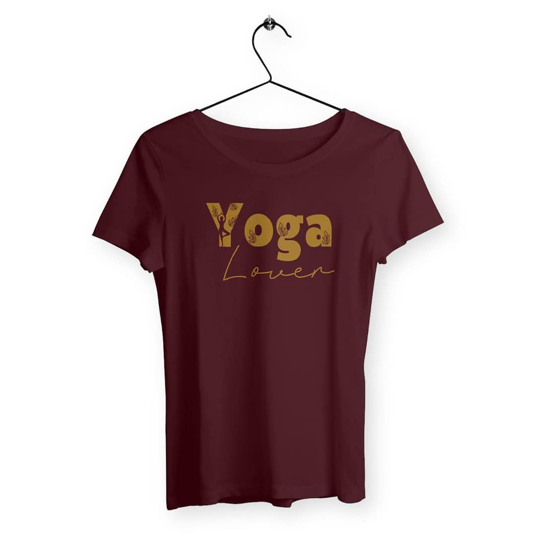 T-shirt Femme en Coton écologique - Yoga lover - bordeaux