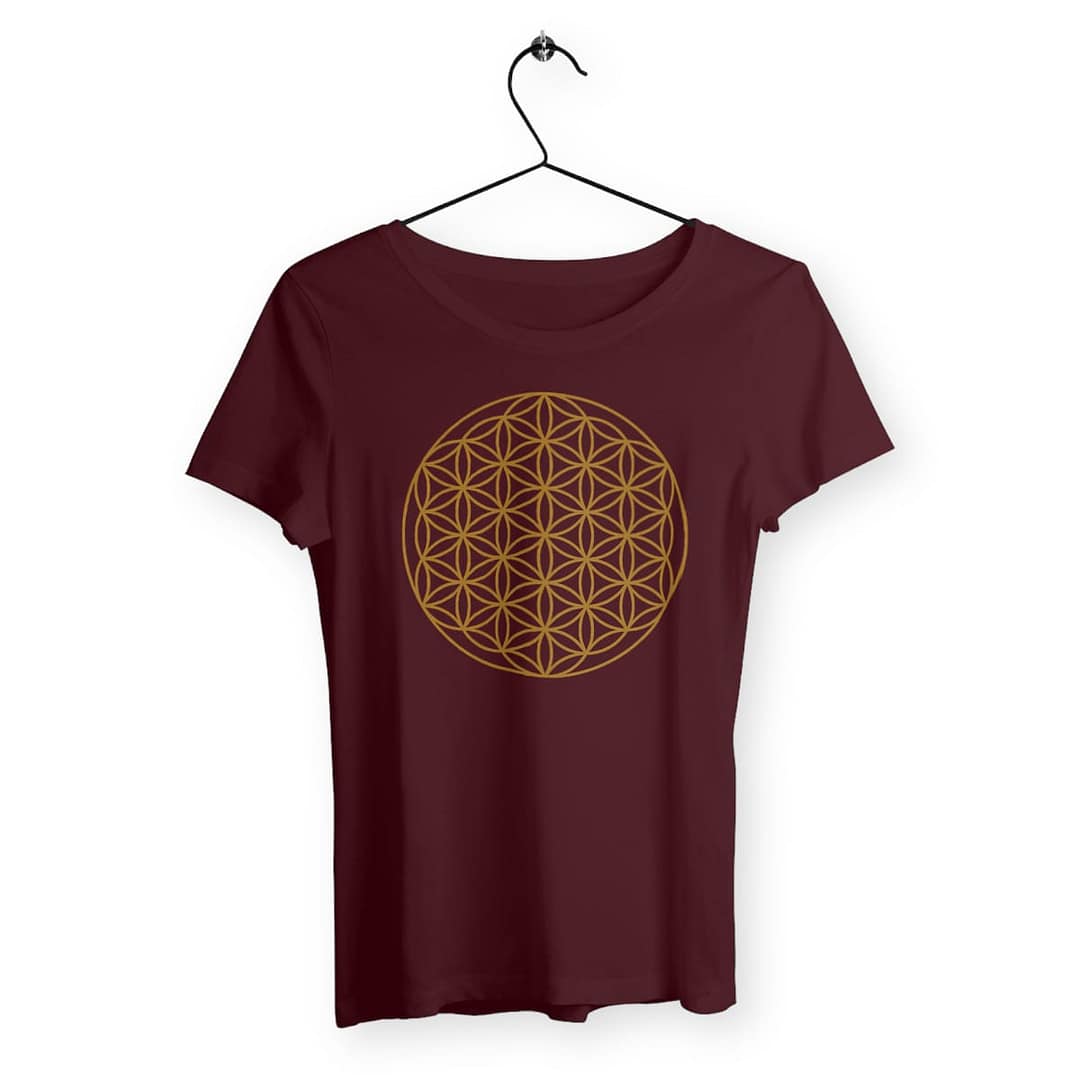 T-shirt Femme en Coton écologique - Fleur de Vie bordeaux