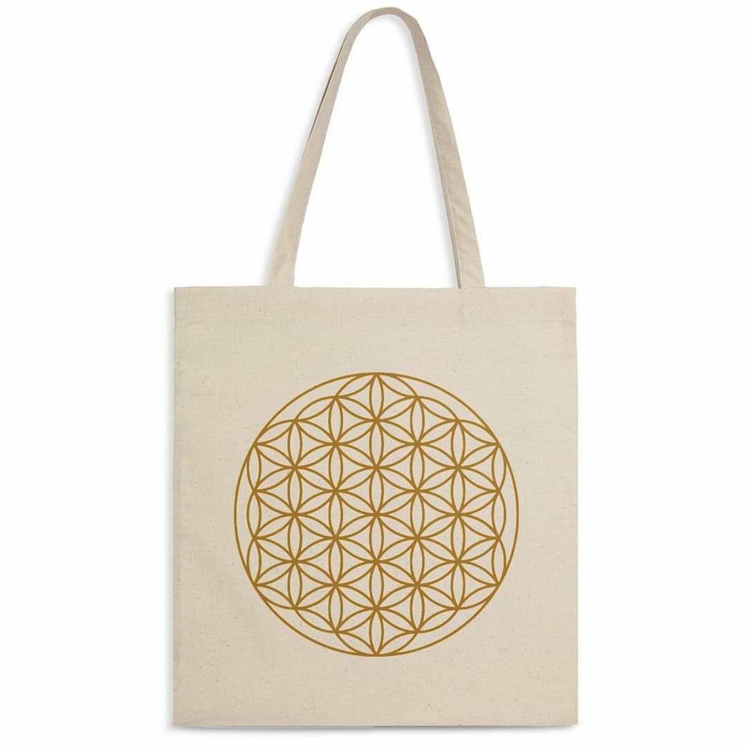 Sac totebag léger en Coton Bio avec Fleur de Vie 1 Sac totebag léger en Coton Bio avec Fleur de Vie
