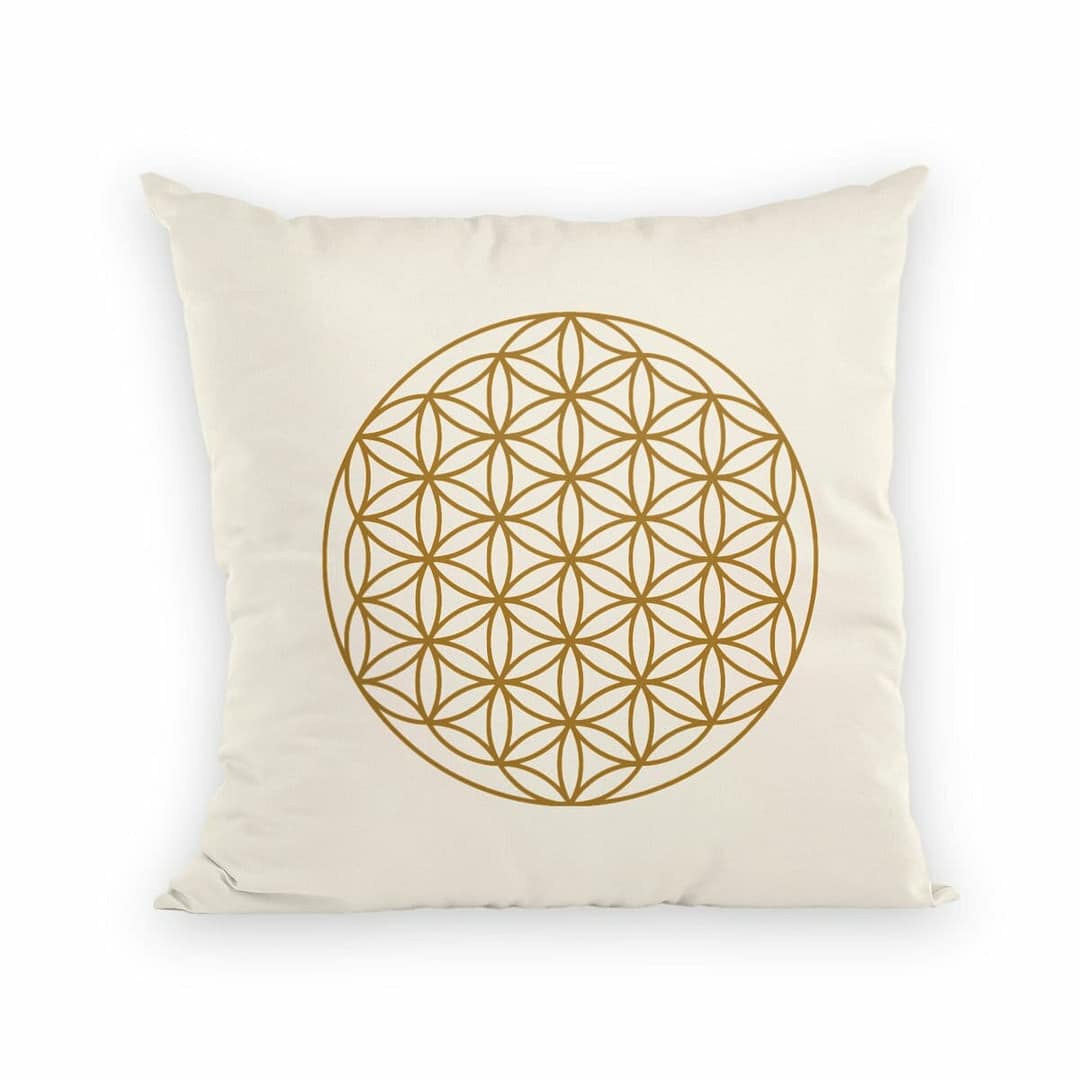 Coussin en Coton Bio - Fleur de Vie 2 Coussin en Coton Bio - Fleur de Vie - couleur naturelle