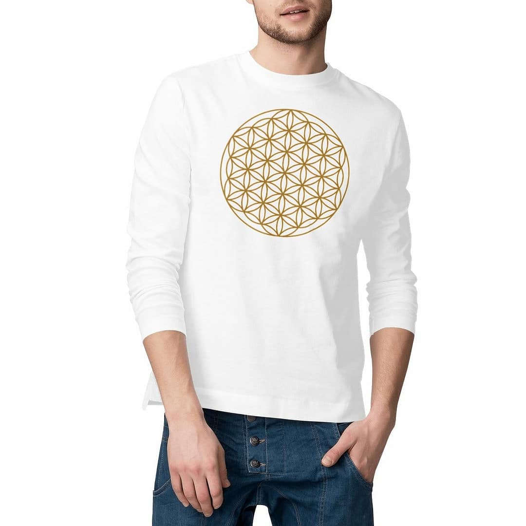 T-shirt Homme Manches Longues en Coton Bio Premium – Fleur de vie 1 T-shirt Homme Manches Longues en Coton Bio Premium – Fleur de vie