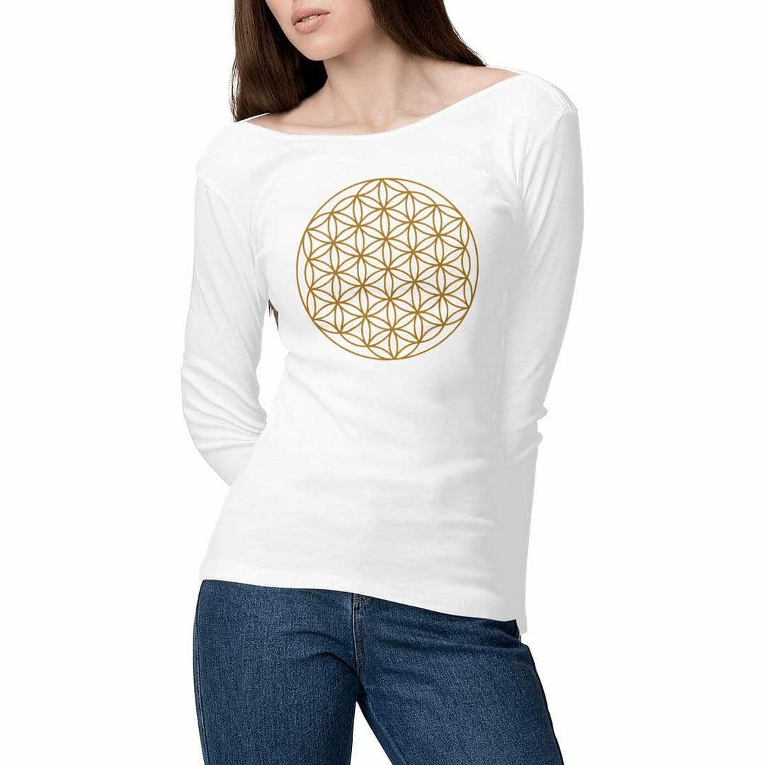 T-shirt Femme Manches Longues en Coton Bio Premium – Fleur de vie 1 T-shirt Femme Manches Longues en Coton Bio Premium – Fleur de vie