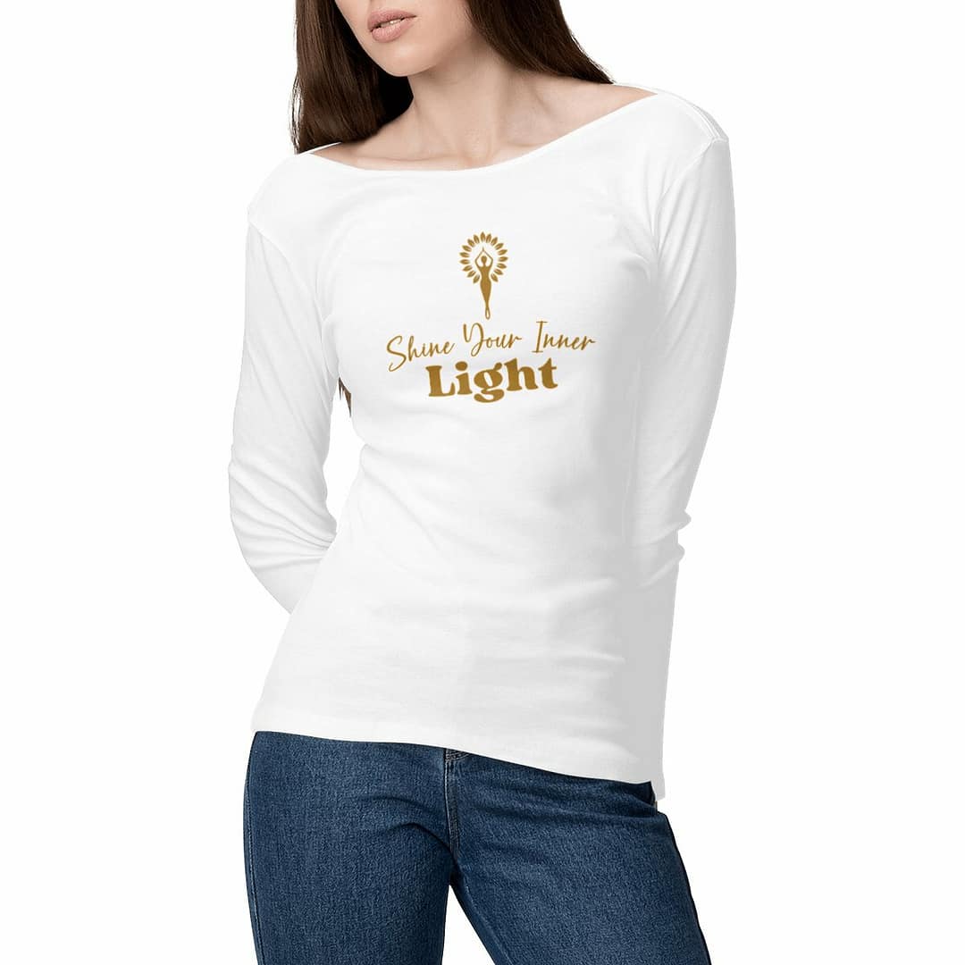 T-shirt Femme manches longues en Coton Bio Premium – Shine your inner light 1 T-shirt Femme manches longues en Coton Bio Premium – Shine your inner light