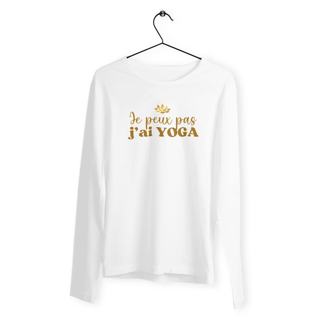 T-shirt Femme manches longues en Coton Bio Premium – Je peux pas, j'ai yoga 2 T-shirt Femme manches longues en Coton Bio Premium – Je peux pas, j'ai yoga