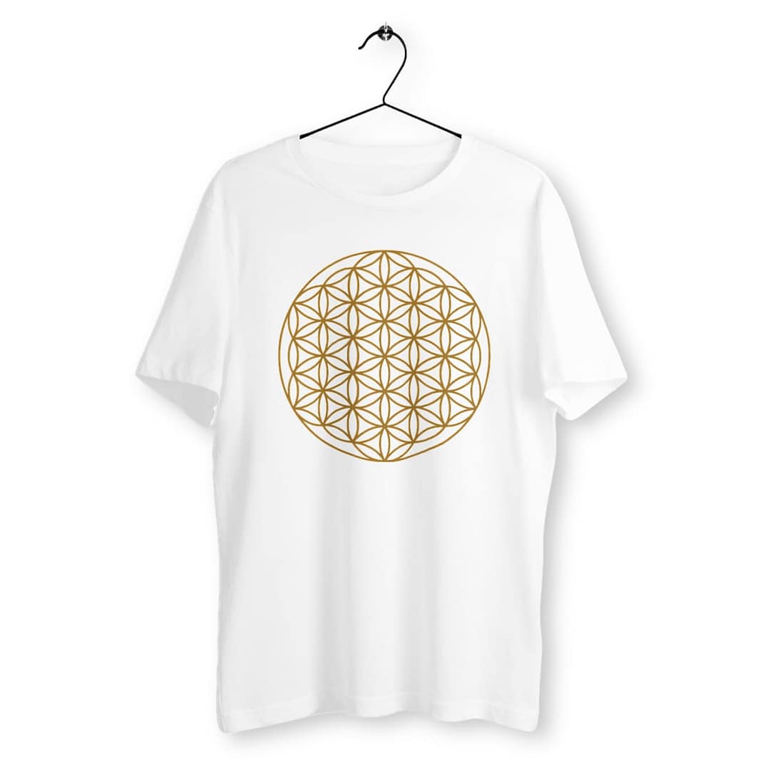 T-Shirt Homme en Coton Bio - Fleur de Vie 2 T-Shirt Homme en Coton Bio - Fleur de Vie blanc