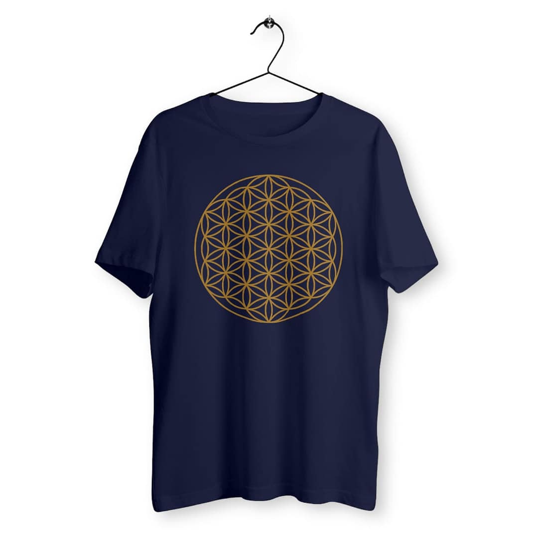 T-Shirt Homme en Coton Bio - Fleur de Vie 4 T-Shirt Homme en Coton Bio - Fleur de Vie bleu marine