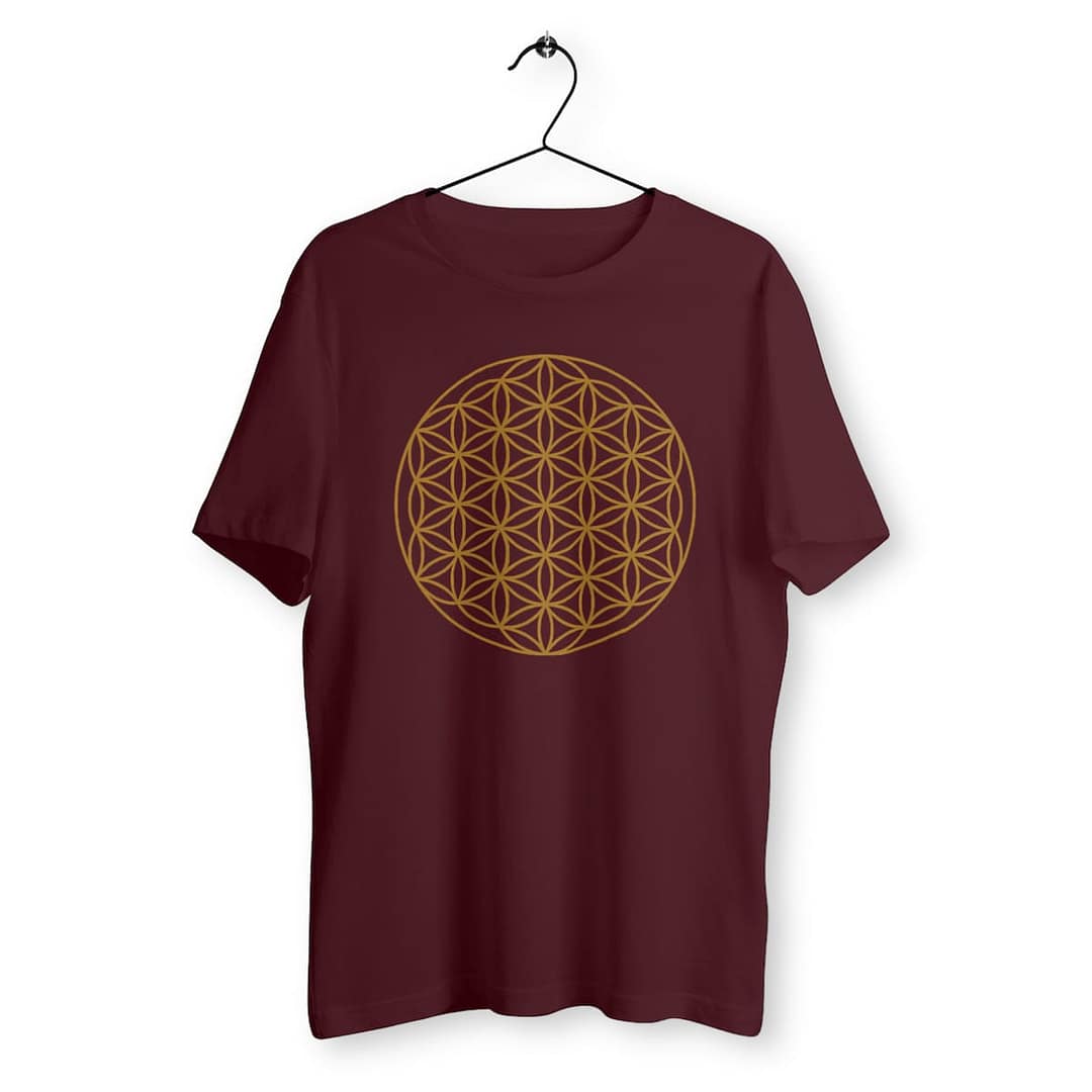 T-Shirt Homme en Coton Bio - Fleur de Vie bordeaux