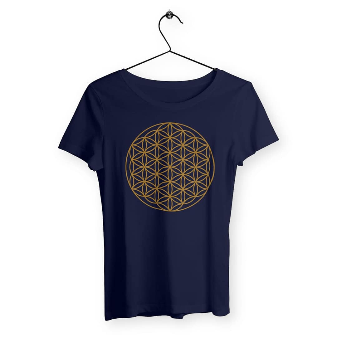 T-shirt Femme en Coton écologique - Fleur de Vie 4 T-shirt Femme en Coton écologique - Fleur de Vie bleu marine