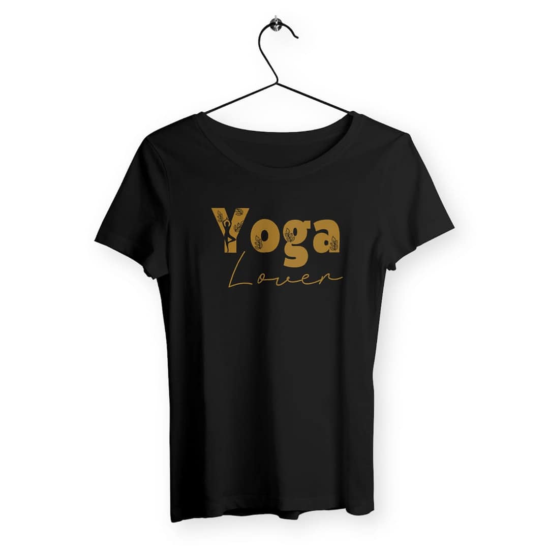 T-shirt Femme en Coton écologique - Yoga lover 3 T-shirt Femme en Coton écologique - Yoga lover - noir