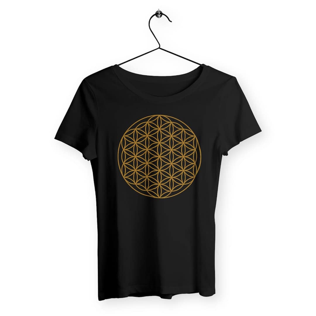 T-shirt Femme en Coton écologique - Fleur de Vie 3 T-shirt Femme en Coton écologique - Fleur de Vie noir
