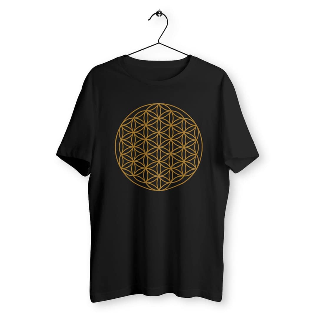T-Shirt Homme en Coton Bio - Fleur de Vie 3 T-Shirt Homme en Coton Bio - Fleur de Vie noir