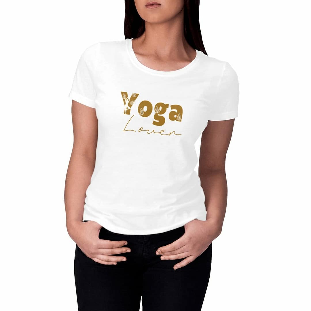 T-shirt Femme en Coton écologique - Yoga lover 1 T-shirt Femme en Coton écologique - Yoga lover - blanc