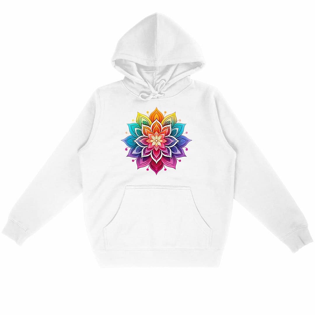 Sweat à capuche Unisexe Premium Bio - Fleur mandala vibrante 1 Sweat à capuche Unisexe Premium Bio - Fleur mandala vibrante