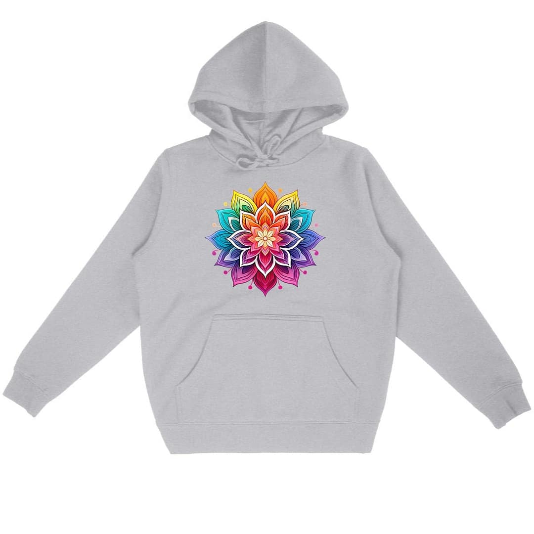 Sweat à capuche Unisexe Premium Bio - Fleur mandala vibrante 3 Sweat à capuche Unisexe Premium Bio - Fleur mandala vibrante