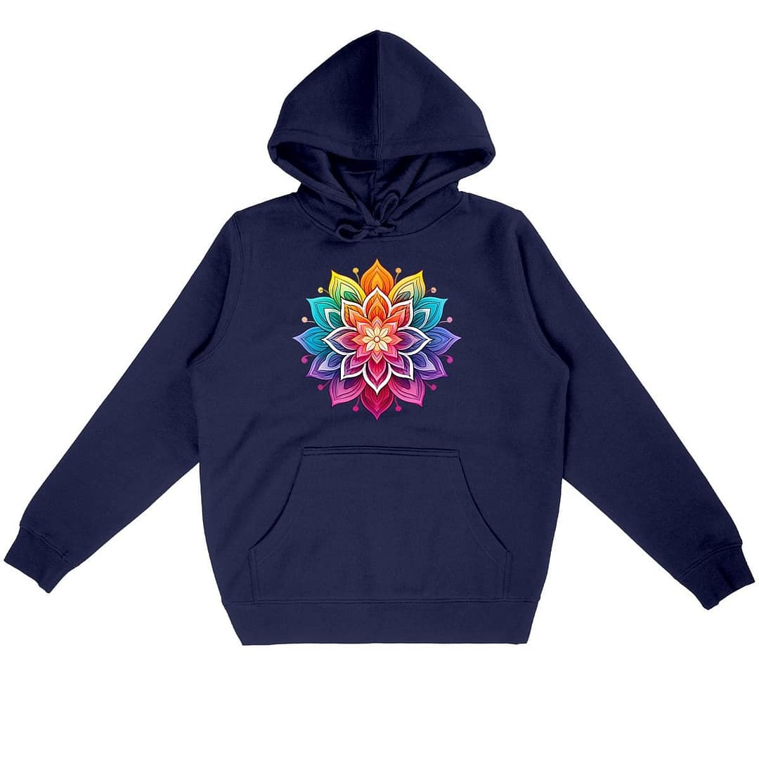 Sweat à capuche Unisexe Premium Bio - Fleur mandala vibrante 4 Sweat à capuche Unisexe Premium Bio - Fleur mandala vibrante