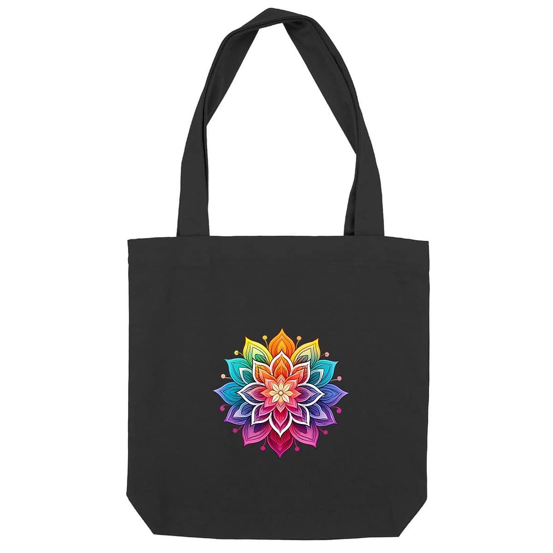 Totebag épais éthique - Fleur Mandala vibrante 3 Totebag épais éthique - Fleur Mandala vibrante