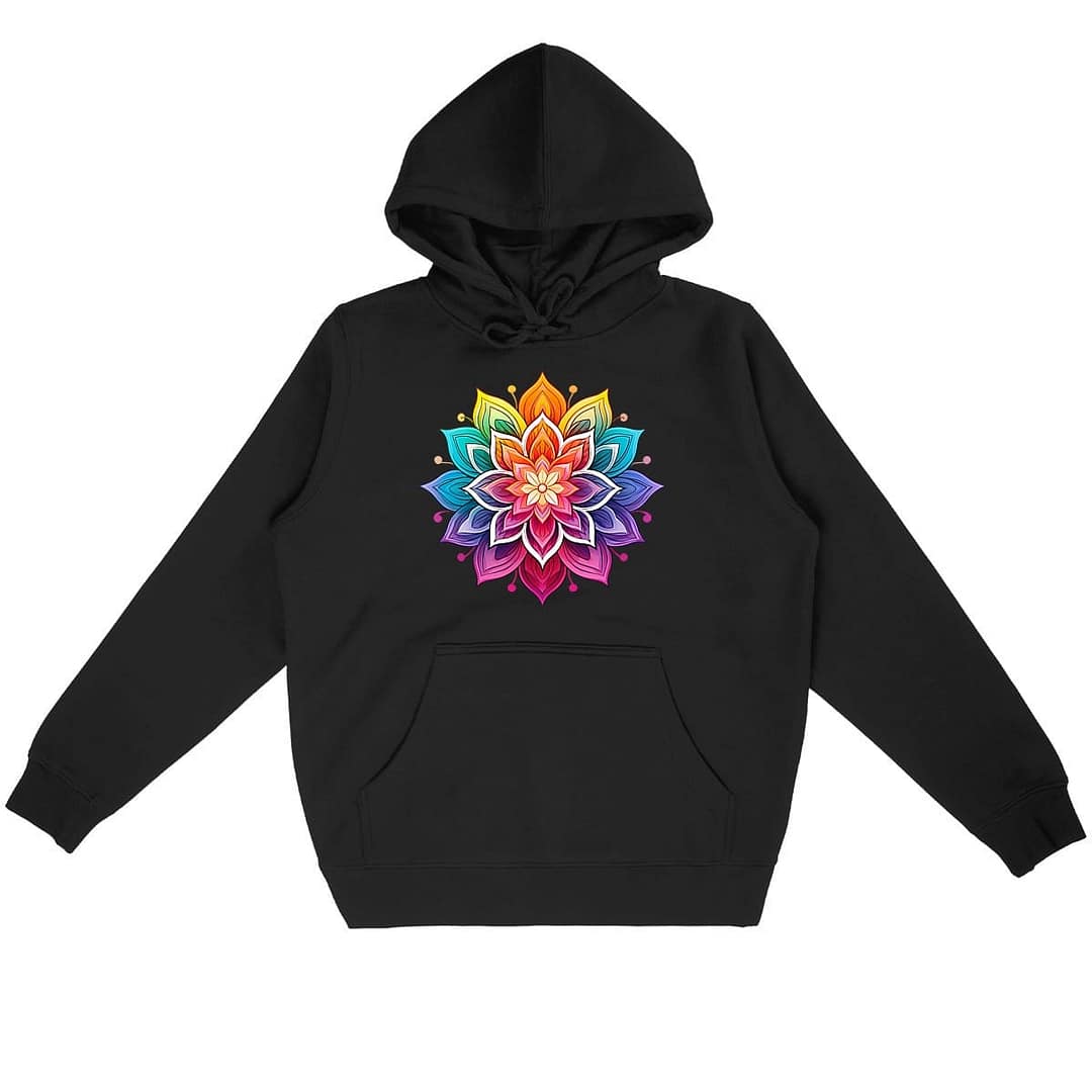 Sweat à capuche Unisexe Premium Bio - Fleur mandala vibrante 2 Sweat à capuche Unisexe Premium Bio - Fleur mandala vibrante