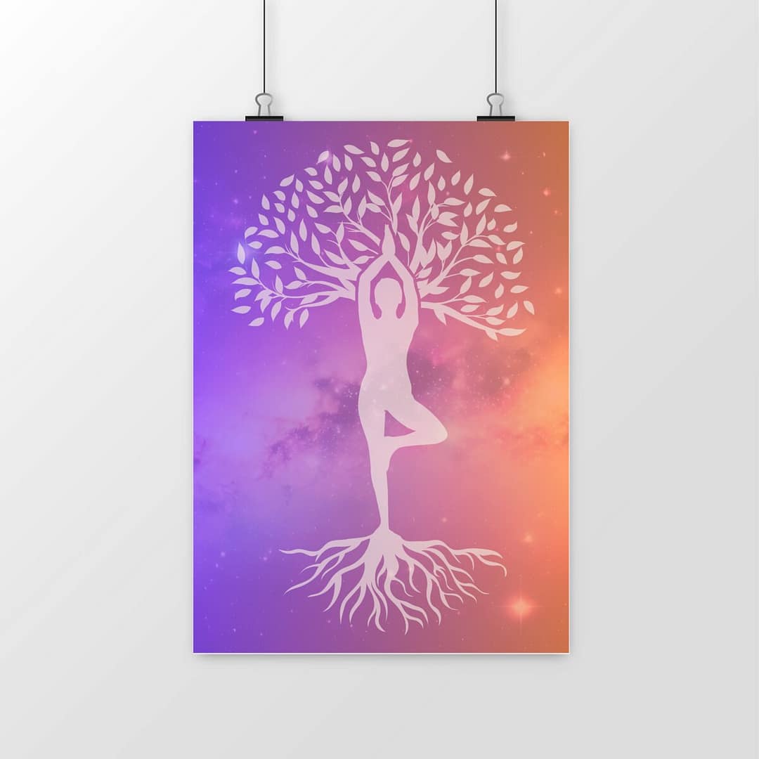 Affiche Arbre de Vie sur Fond Étoilé 1 Affiche Arbre de Vie sur Fond Étoilé