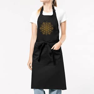 Tablier en coton écologique Mandala - noir