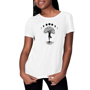 T-shirt Femme en Coton Bio – Arbre de vie avec phases de lune